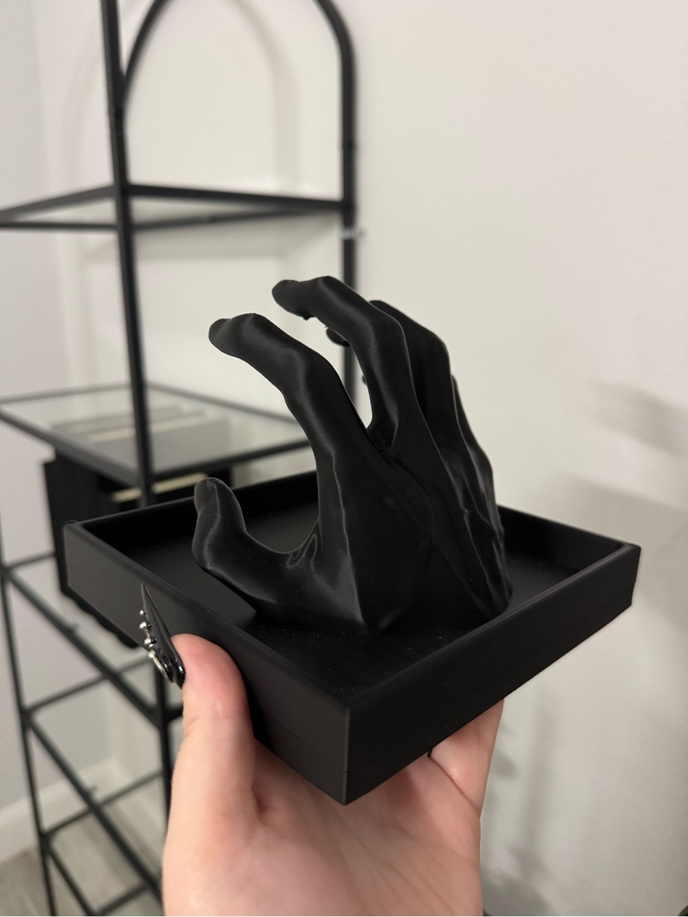 Black Jewelry Tray with Sculpted Hand Display